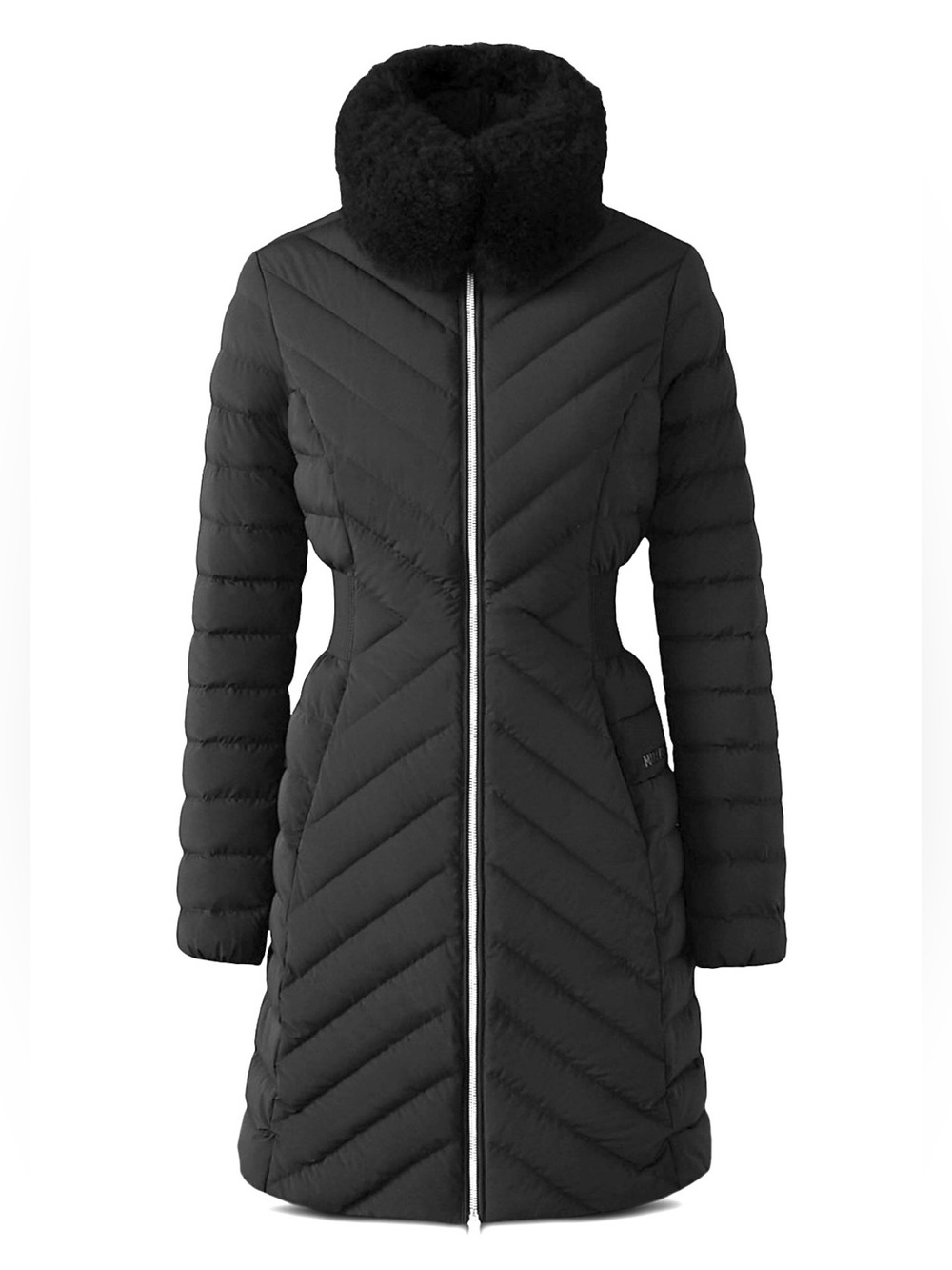 MACKAGE LYRIS BLACK M - BRAND NEW DOWN COAT WITH SHEARLING REMOVABLE COLLAR.